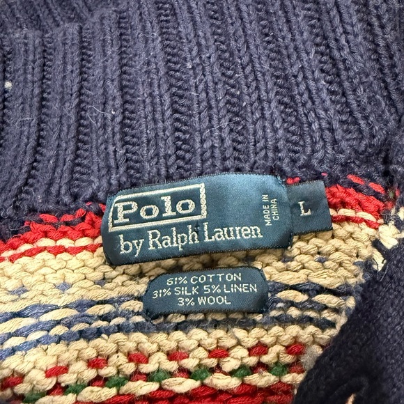 Vintage Polo Ralph Lauren 90s Wool Blend Fair Isle Ski Knit Sweater Nordic L - Picture 4 of 10